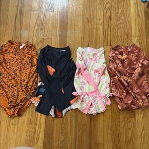 Set of Four Colorful Long-Sleeve Swimsuits